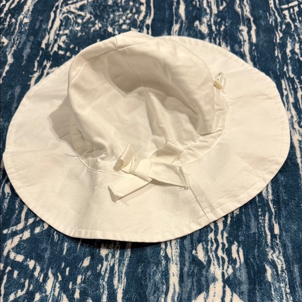 NWOT Langzhen Toddler Kids adjustable White Sun Hat with Floppy Brim and Bow - Picture 2 of 4